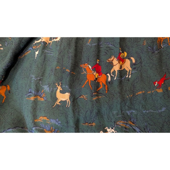 Chaus Petites Skirt Size 8 Green Horse Print Pleated Midi Vintage Equestrian - Picture 8 of 8